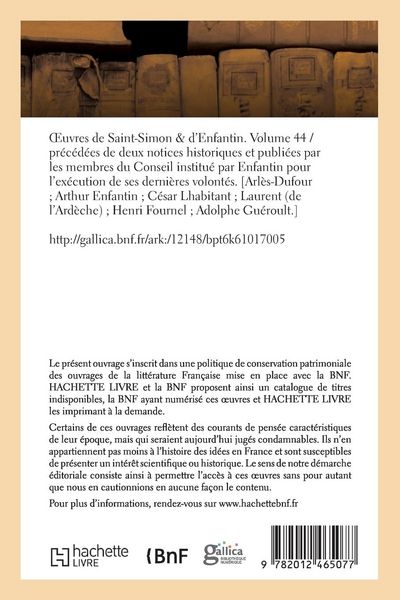 Produktbild: Oeuvres de Saint-Simon & d'Enfantin. Volume 44