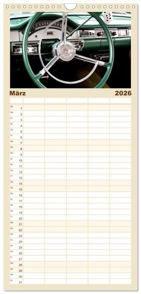 Produktbild: Familienplaner 2026 - Ikonische US-Car Armaturenbretter mit 5 Spalten (Wandkalender, 21 x 45 cm) CALVENDO