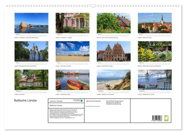 Produktbild: Baltische L&auml;nder (Wandkalender 2026 DIN A2 quer), CALVENDO Monatskalender