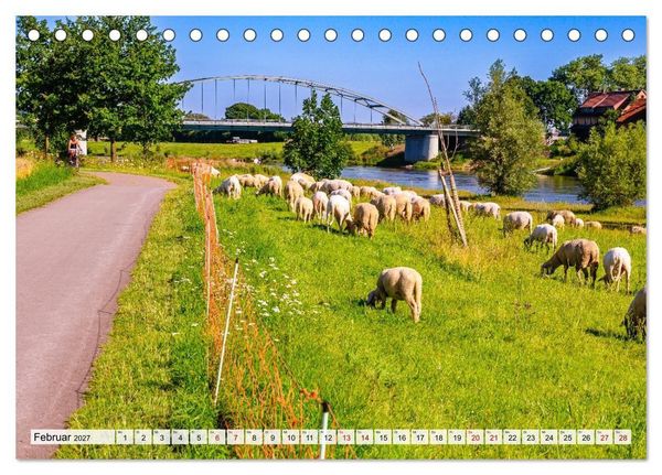Produktbild: Die Obere Weser - von Hamel bis zur Porta Westfalica (Tischkalender 2027 DIN A5 quer), CALVENDO Monatskalender