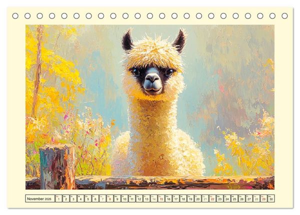 Produktbild: Alpakas. Entz&uuml;ckende Paintings in duftigen Farben (Tischkalender 2026 DIN A5 quer), CALVENDO Monatskalender