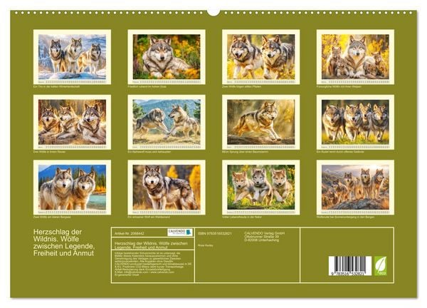 Produktbild: Herzschlag der Wildnis. W&ouml;lfe zwischen Legende, Freiheit und Anmut (hochwertiger Premium Wandkalender 2026 DIN A2 quer), Kunstdruck in Hochglanz