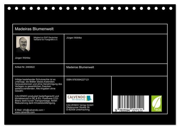 Produktbild: Madeiras Blumenwelt (Tischkalender 2027 DIN A5 quer), CALVENDO Monatskalender