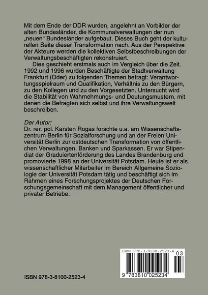 Produktbild: Ostdeutsche Verwaltungskultur im Wandel