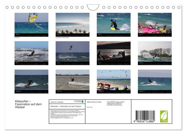 Produktbild: Kitesurfen &ndash; Faszination auf dem Wasser (Wandkalender 2026 DIN A4 quer), CALVENDO Monatskalender