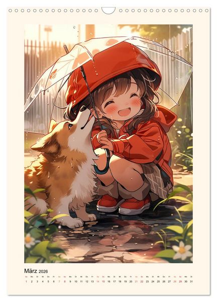 Produktbild: Manga Kinder - ein gl&uuml;ckliches Jahr (Wandkalender 2026 DIN A3 hoch), CALVENDO Monatskalender