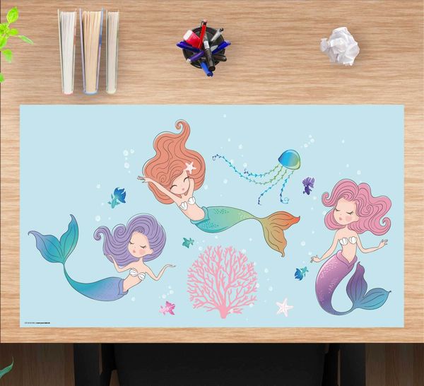 Produktbild: Cover-your-desk Schreibtischunterlage f&uuml;r Kinder Drei Meerjungfrauen, aus hochwertigem Vinyl , 74 x 40 cm