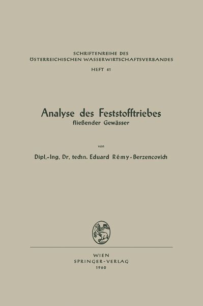 Produktbild: Analyse des Feststofftriebes flie&szlig;ender Gew&auml;sser