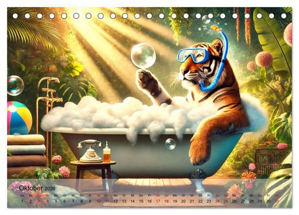 Produktbild: Tierische Illusionen - Humorvolle Tierfantasien (Tischkalender 2026 DIN A5 quer), CALVENDO Monatskalender