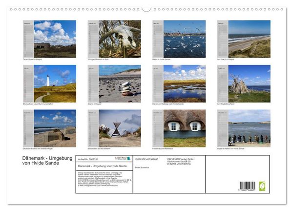 Produktbild: D&auml;nemark - Umgebung von Hvide Sande (Wandkalender 2026 DIN A2 quer), CALVENDO Monatskalender