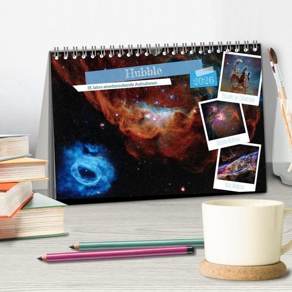 Produktbild: Hubble - 35 Jahre atemberaubende Aufnahmen (Tischkalender 2026 DIN A5 quer), CALVENDO Monatskalender