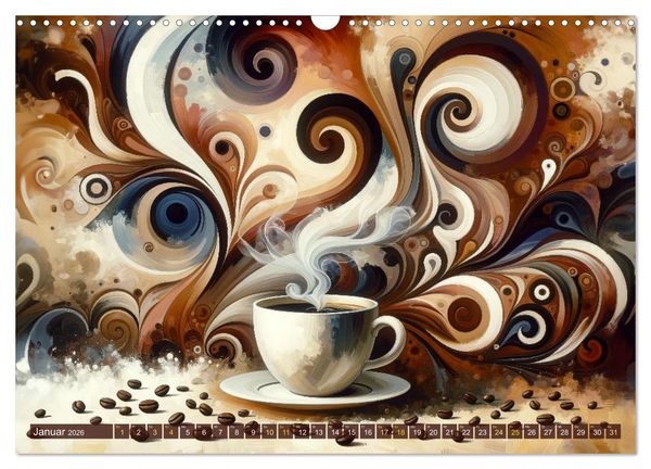 Produktbild: Kaffee & Kunst: Ein Kalender f&uuml;r Genie&szlig;er (Wandkalender 2026 DIN A3 quer), CALVENDO Monatskalender