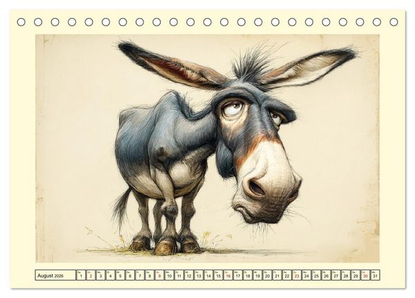 Produktbild: Esel mit Haltung. Karikaturen zwischen Humor und Melancholie (Tischkalender 2026 DIN A5 quer), CALVENDO Monatskalender