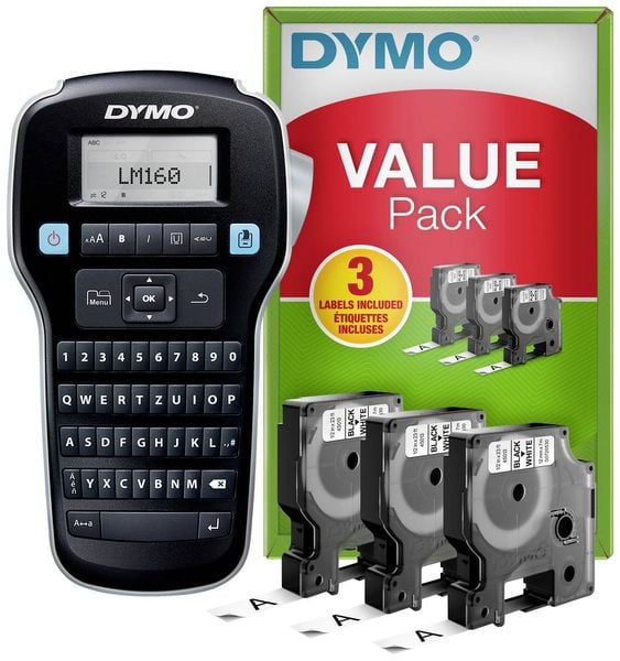 DYMO Labelmanager 160 Value Pack Beschriftungsgerät Geeignet für Schriftband: D1 12 mm, 9 mm, 6 mm