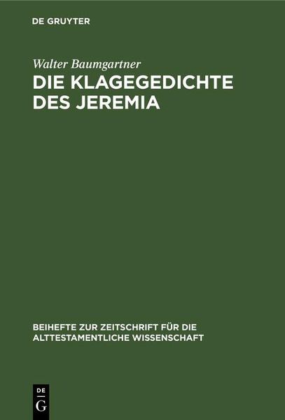 Produktbild: Die Klagegedichte des Jeremia