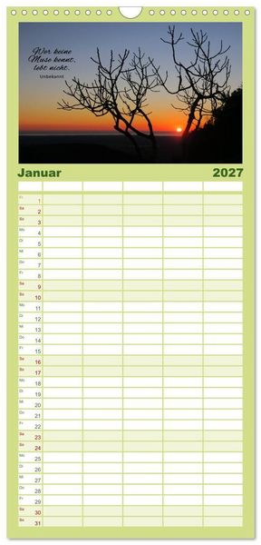 Produktbild: Familienplaner 2027 - Ruhe und Gelassenheit 2027 mit 5 Spalten (Wandkalender, 21 x 45 cm) CALVENDO