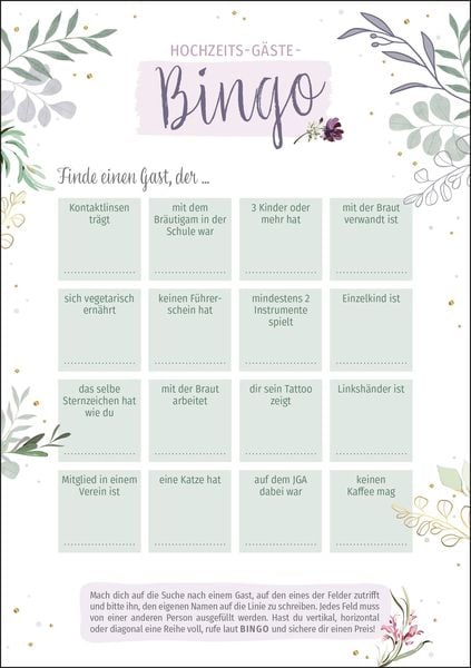 Produktbild: Hochzeits-G&auml;ste-Bingo