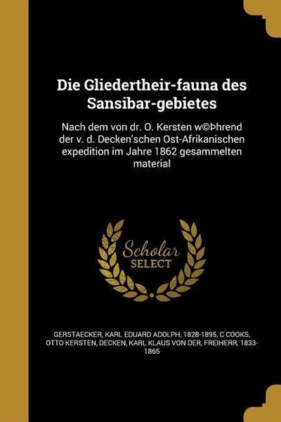 Produktbild: Die Gliedertheir-fauna des Sansibar-gebietes