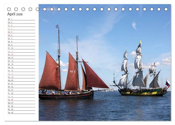 Produktbild: Historische Segelschiffe auf der Ostsee (Tischkalender 2026 DIN A5 quer), CALVENDO Monatskalender