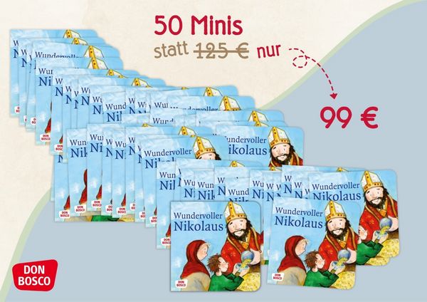 Produktbild: Wundervoller Nikolaus. Die Geschichte vom heiligen Nikolaus. Mini-Bilderbuch. Paket mit 50 Exemplaren zum Vorteilspreis