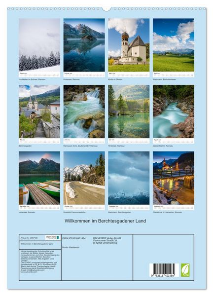 Produktbild: Willkommen im Berchtesgadener Land (hochwertiger Premium Wandkalender 2026 DIN A2 hoch), Kunstdruck in Hochglanz