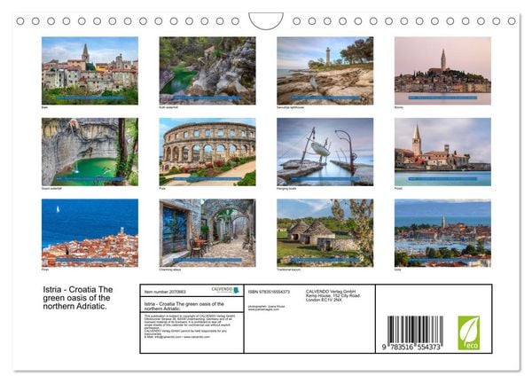 Produktbild: Istria - Croatia The green oasis of the northern Adriatic. (Wall Calendar 2026 DIN A4 landscape), CALVENDO 12 Month Wall Calendar