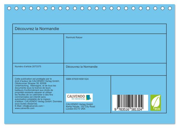 Produktbild: D&eacute;couvrez la Normandie (Calendrier de bureau 2026 DIN A5 vertical), CALVENDO calendrier mensuel
