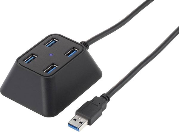 'Renkforce 'Desktop' 4 Port USB 3.2 Gen 1-Hub (USB 3.0) mit Status-LEDs Schwarz'