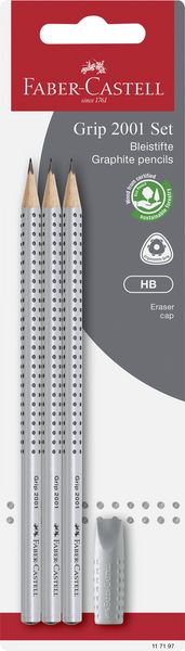 Produktbild: Faber-Castell Bleistift Grip 2001 HB 3er Set mit Radierer