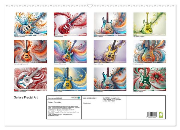 Produktbild: Guitars Fractal Art (Wall Calendar 2026 DIN A2 landscape), CALVENDO 12 Month Wall Calendar