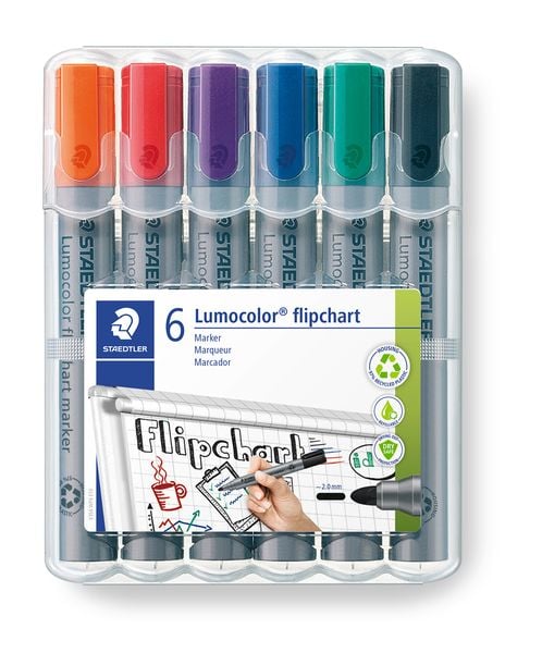 STAEDTLER Flipchart-Marker Lumocolor 356 Rundspitze 356 WP6 , 6er Set