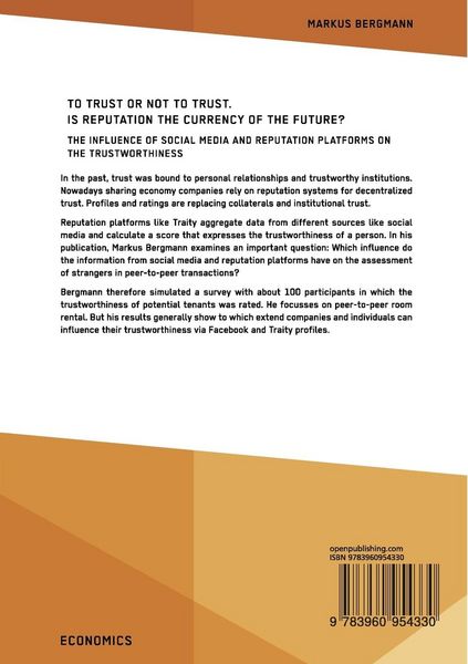 Produktbild: To Trust or Not to Trust. Is Reputation the Currency of the Future?