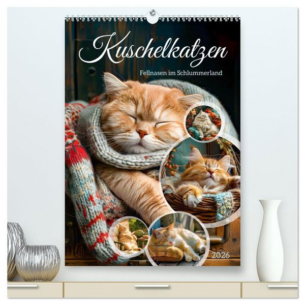 Kuschelkatzen - Fellnasen im Schlummerland (hochwertiger Premium Wandkalender 2026 DIN A2 hoch), Kunstdruck in Hochglanz