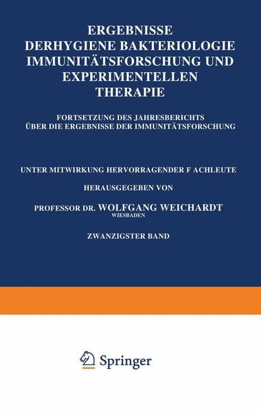 Produktbild: Ergebnisse der Hygiene Bakteriologie Immunit&auml;tsforschung und Experimentellen Therapie