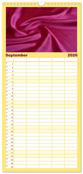Produktbild: Familienplaner 2026 - Foto- und Bastelkalender Satin - Stilvoll zum Selbstgestalten mit 5 Spalten (Wandkalender, 21 x 45 cm) CALVENDO