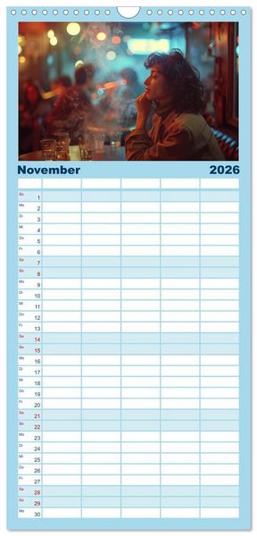 Produktbild: Familienplaner 2026 - Jazz Geschichten um Mitternacht mit 5 Spalten (Wandkalender, 21 x 45 cm) CALVENDO
