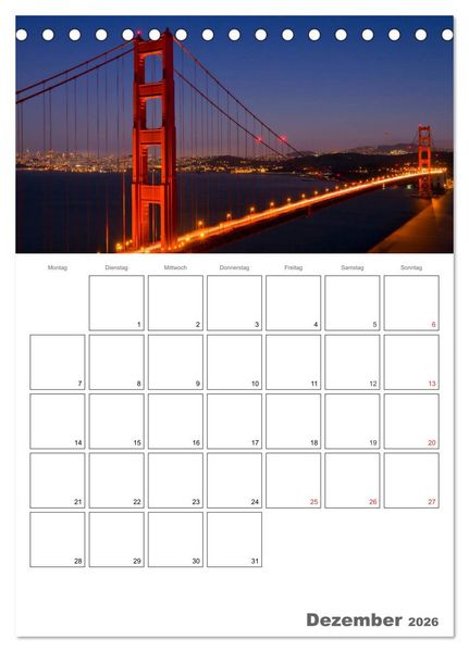 Produktbild: SAN FRANCISCO Terminplaner (Tischkalender 2026 DIN A5 hoch), CALVENDO Monatskalender
