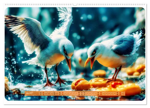 Produktbild: Gierige M&ouml;wen (hochwertiger Premium Wandkalender 2027 DIN A2 quer), Kunstdruck in Hochglanz