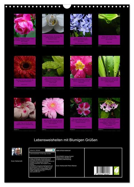 Produktbild: Lebensweisheiten mit Blumigen Gr&uuml;&szlig;en (Wandkalender 2026 DIN A3 hoch), CALVENDO Monatskalender