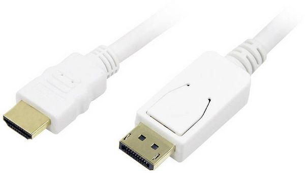 Produktbild: LogiLink DisplayPort / HDMI Adapterkabel DisplayPort Stecker, HDMI-A Stecker 2.00 m Wei&szlig; CV0055 vergoldete Steckkontakte DisplayPort-Kabel