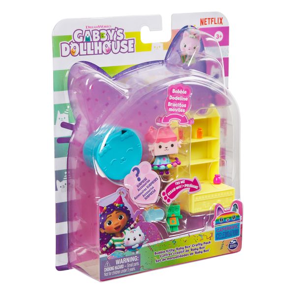 Produktbild: Gabby’s Dollhouse, Bobble Kitty Möbel Pack von Baby Box, Katzen-Figur mit Puppenhausmöbeln und Zubehörteilen