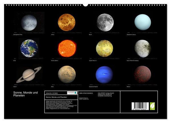 Produktbild: Sonne, Monde und Planeten (hochwertiger Premium Wandkalender 2026 DIN A2 quer), Kunstdruck in Hochglanz