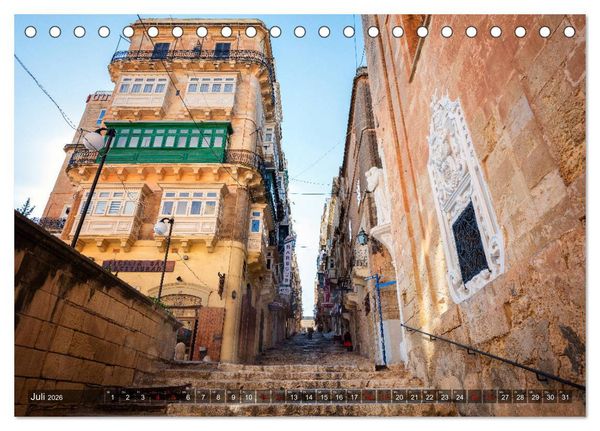 Produktbild: Valletta - Morbide Sch&ouml;nheit im Mittelmeer (Tischkalender 2026 DIN A5 quer), CALVENDO Monatskalender