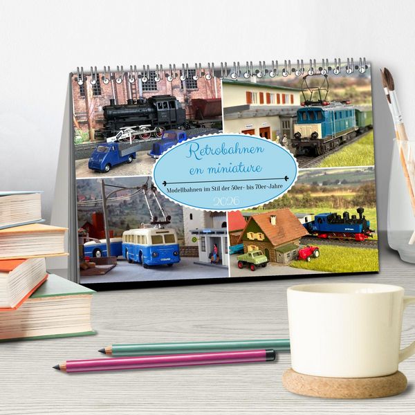 Produktbild: Retrobahnen en miniature (Tischkalender 2026 DIN A5 quer), CALVENDO Monatskalender