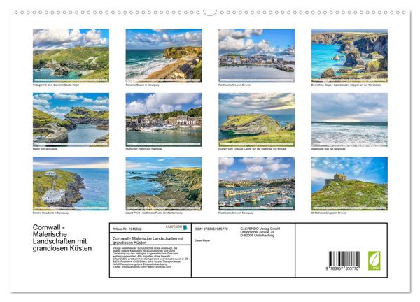 Produktbild: Cornwall - Malerische Landschaften mit grandiosen K&uuml;sten (hochwertiger Premium Wandkalender 2026 DIN A2 quer), Kunstdruck in Hochglanz