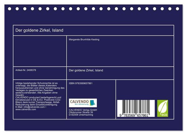 Produktbild: Der goldene Zirkel, Island (Tischkalender 2027 DIN A5 quer), CALVENDO Monatskalender