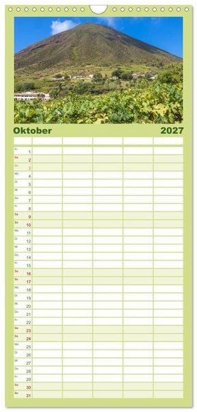 Produktbild: Familienplaner 2027 - Liparische Inseln - Vulkane im Tyrrhenischen Meer mit 5 Spalten (Wandkalender, 21 x 45 cm) CALVENDO