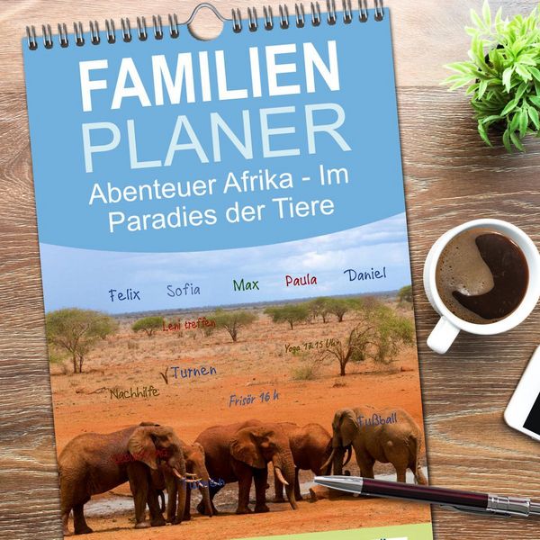 Produktbild: Familienplaner 2026 - Abenteuer Afrika - Im Paradies der Tiere mit 5 Spalten (Wandkalender, 21 x 45 cm) CALVENDO