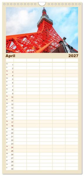 Produktbild: Familienplaner 2027 - Tokio - Tradition und Moderne mit 5 Spalten (Wandkalender, 21 x 45 cm) CALVENDO