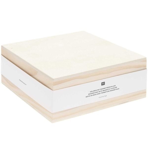 Produktbild: Holzbox quadratisch mit Magnetverschluss, 12 x 12 x 6 cm 100%
